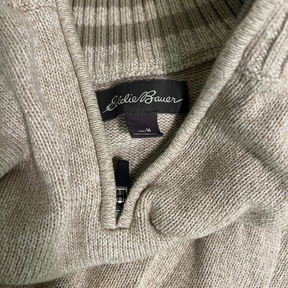 Eddie Bauer Quarter-Zip Sweater – Medium – Heathered Oatmeal - Picture 6 of 6